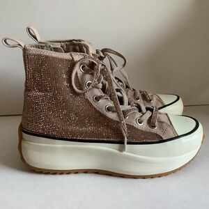 STEVE MADDEN Women’s Shaft Rhinestone Embellished High Top Platform Sneakers 7.5